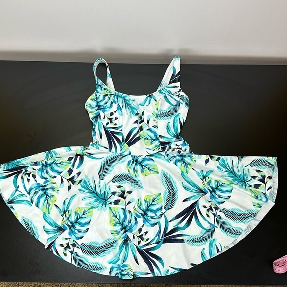 Sonnet Shores Skirted One Piece Bathing Suit 6 Leaf Print Full Coverage … - Picture 2 of 13